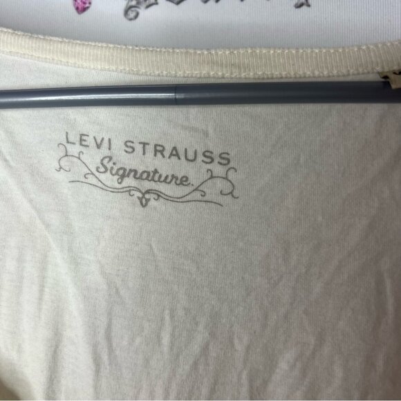 Levi's top ribbon 🎀 tie up milkmaid style white cream Ivory Women's Blouse - Picture 6 of 8